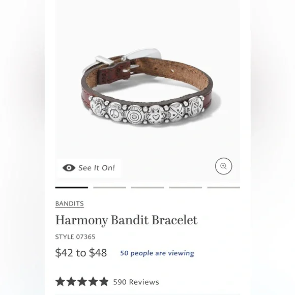 Brighton “Harmony Bandit” Brown Leather Band Bracelet - Picture 9 of 10